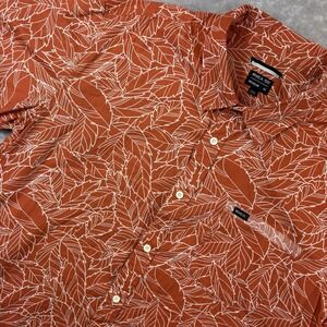RVCA Button Up Shirt Mens XL‎ Orange Short Sleeve Hawaiian Floral Preppy Regular